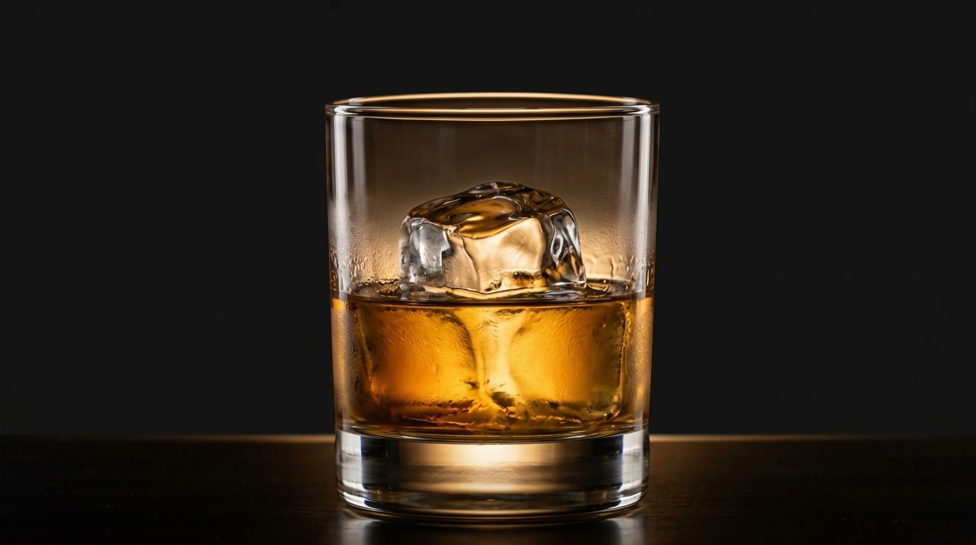 Vaso de ron con hielo